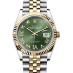 rolex datejust 36 green diamond dial jubilee close front