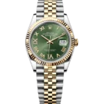 rolex datejust 36 green diamond dial jubilee front