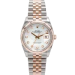 rolex datejust 36 mother of pearl diamond dial jubilee 126231 front view