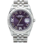 rolex datejust 36 purple roman diamond dial jubilee 126234 close front