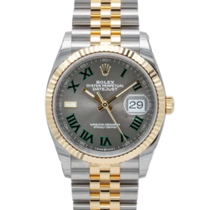 rolex datejust 36 wimbledon dial jubilee 126233 close front