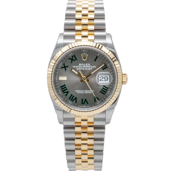 rolex datejust 36 wimbledon dial jubilee 126233 front