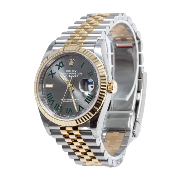 rolex datejust 36 wimbledon dial jubilee 126233 side