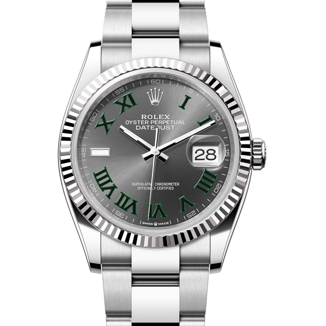 rolex datejust 36 wimbledon dial oyster 126234 close front