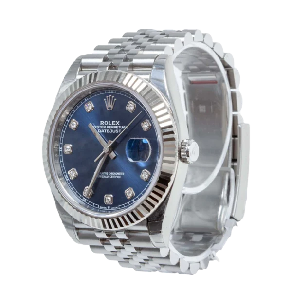 rolex datejust 41 blue diamond dial jubilee 126334 side