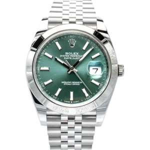 rolex-datejust-41-green-index-dial-jubilee-126300-close-front-650x650