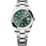 rolex datejust 41 green index dial smooth bezel jubilee 126300 front