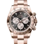 rolex daytona black and steel dial everose gold oyster 126505 close front look