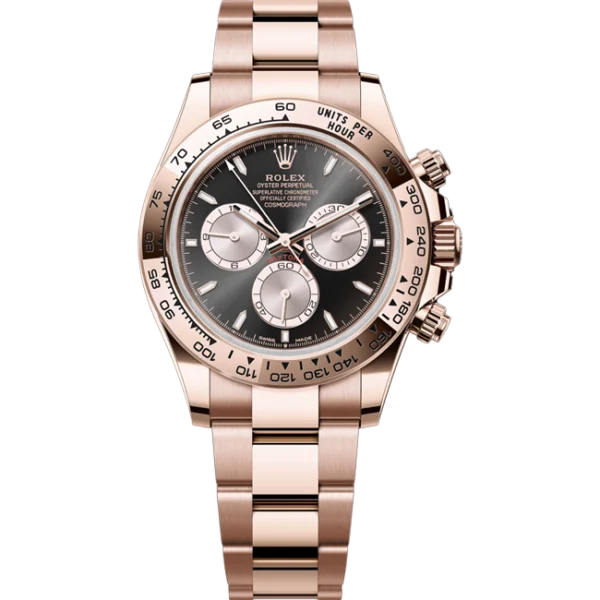 rolex daytona black and steel dial everose gold oyster 126505 front look