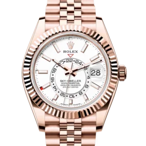 2024 Rolex NEW RELEASE Sky Dweller Rose Gold White Dial Jubilee 336935 close front