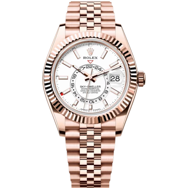 2024 Rolex NEW RELEASE Sky Dweller Rose Gold White Dial Jubilee 336935 front