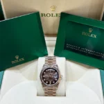 Rolex Day-Date 36 Brown Ombre Diamond Dial Everose Gold President 128235 - Full set