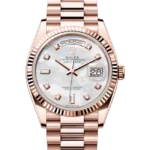 Rolex Day-Date 36 Mother Of Pearl Diamond Dial Everose Gold 128235 Close front