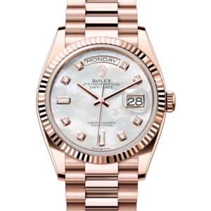 Rolex Day-Date 36 Mother Of Pearl Diamond Dial Everose Gold 128235 Close front