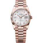 Rolex Day-Date 36 Mother Of Pearl Diamond Dial Everose Gold 128235 front