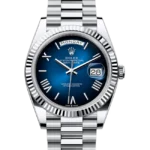 Rolex Day-Date 40 Blue Ombré Roman Dial Platinum 228236 close front