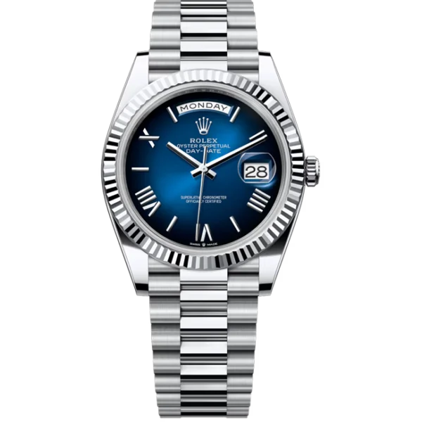 Rolex Day-Date 40 Blue Ombré Roman Dial Platinum 228236 front