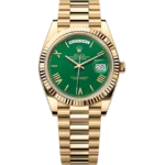 Rolex Day-Date 40 Green Index Diamond Dial Yellow Gold 228238 front