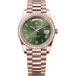 Rolex Day-Date 40 Olive Green Roman Dial Everose Gold 228345 front