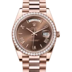 Rolex Day-Date Chocolate Roman Dial Rose Gold 228345 close front