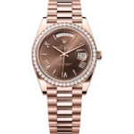 Rolex Day-Date Chocolate Roman Dial Rose Gold 228345 front