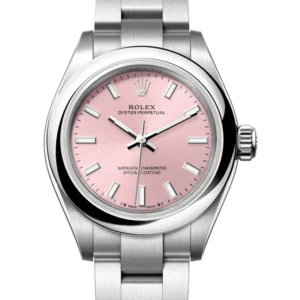 Rolex Oyster Perpetual 28 Pink Dial 276200 close front