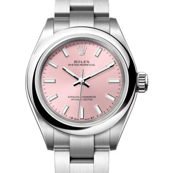 Rolex Oyster Perpetual 28 Pink Dial 276200 close front