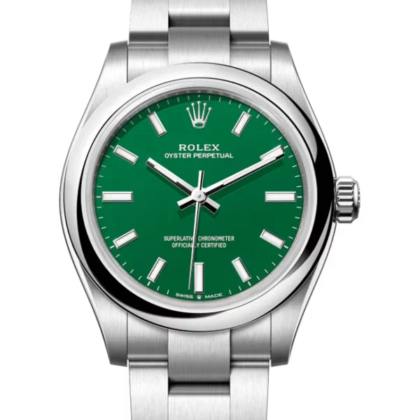 Rolex Oyster Perpetual 31 Green Dial 277200 close front look