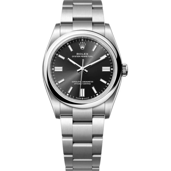 Rolex Oyster Perpetual 36 Black Dial Color 126000 Front View