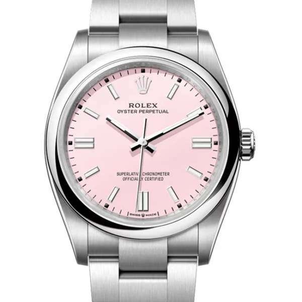 Rolex Oyster Perpetual 36 Candy Pink Dial Color 126000 close Front View