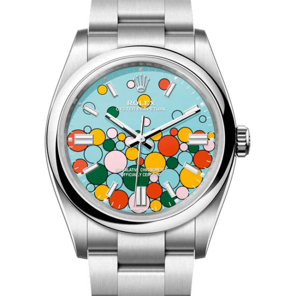 Rolex Oyster Perpetual 36 Celebration Dial Color 126000 close Front View