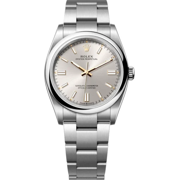 Rolex Oyster Perpetual 36 silver dial 126000 front view