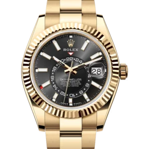 Rolex Sky Dweller Black Dial Yellow Gold Oyster 336938 close front