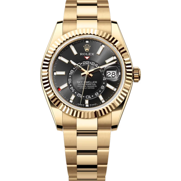 Rolex Sky Dweller Black Dial Yellow Gold Oyster 336938 front