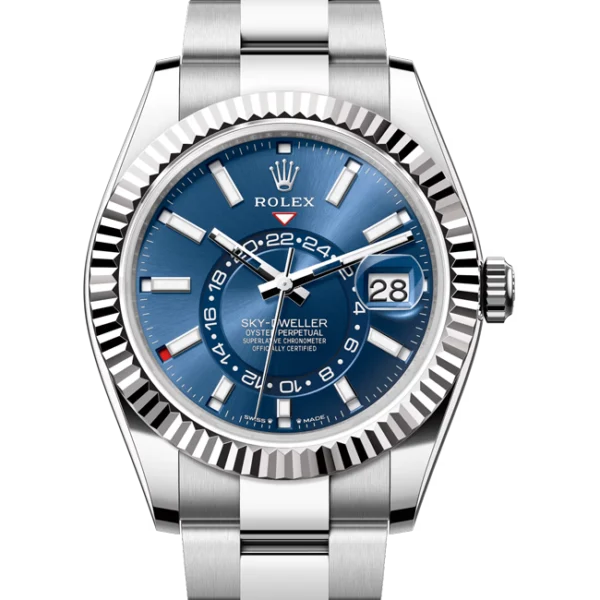 Rolex Sky Dweller Blue Dial Oystersteel and White Gold Oyster 336934 close front