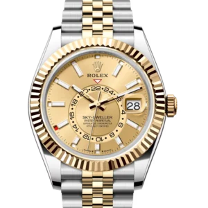 Rolex Sky Dweller Champagne Dial Oystersteel and Yellow Gold Jubilee 336933 close front