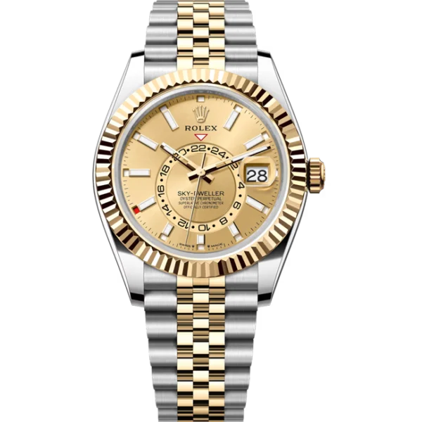 Rolex Sky Dweller Champagne Dial Oystersteel and Yellow Gold Jubilee 336933 front