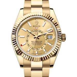 Rolex Sky Dweller Champagne Dial Yellow Gold Oyster 336938 close front