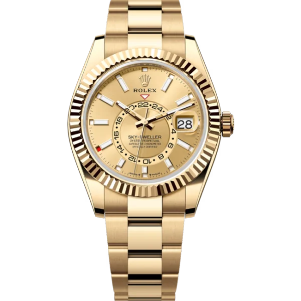 Rolex Sky Dweller Champagne Dial Yellow Gold Oyster 336938 front