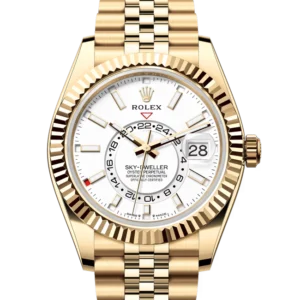 Rolex Sky Dweller Gold white dial jubilee 336938 close front