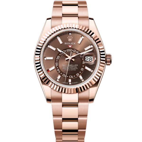 Rolex Sky Dweller Rose Gold Chocolate Dial Oyster 336935 front