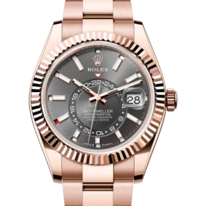 Rolex Sky Dweller Rose Gold Slate Dial Oyster 336935 close front