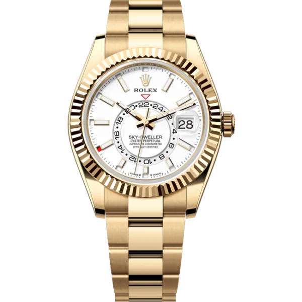 Rolex Sky Dweller White Dial Yellow Gold Oyster 336938 front