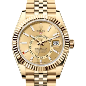 Rolex Sky Dweller Yellow Gold Champagne Dial Jubilee 336935 close front