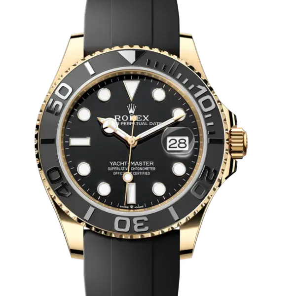 Rolex Yacht-Master 42 Black Dial Yellow Gold 226658 close front