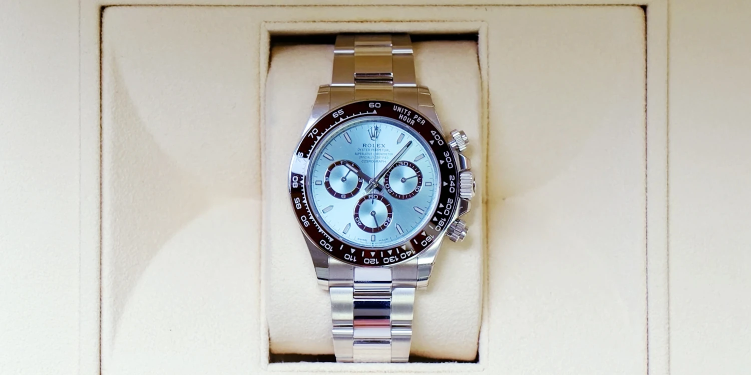 rolex platinum daytona ice blue dial 126506 in the rolex box