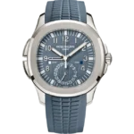 2024 Patek Philippe Aquanaut Travel Time NEW RELEASE Opaline Blue Gray Dial 40.8mm White Gold 5164G-001 - Front