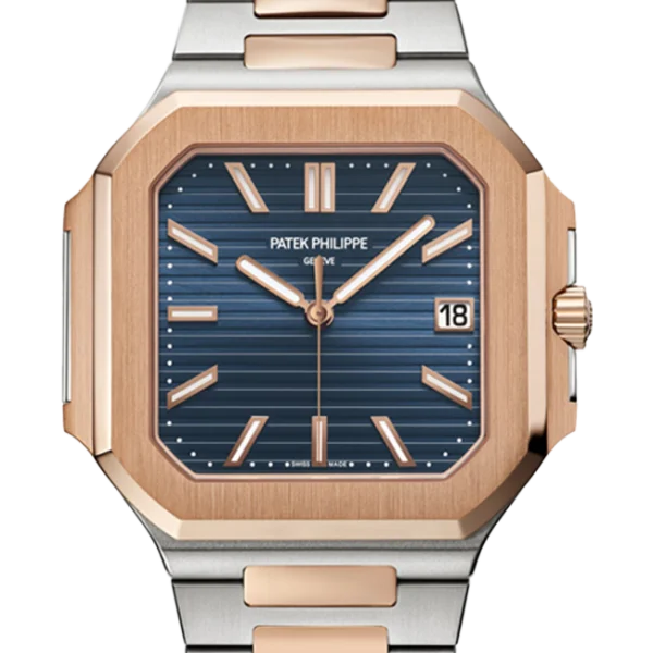 2024 Patek Philippe Cubitus NEW RELEASE Sunburst Blue Dial 45mm Stainless Steel & Rose Gold 5821-1AR - Close front look