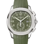 Patek Philippe Aquanaut Chronograph White Gold Khaki Green Dial 5968G-010 - Close front look