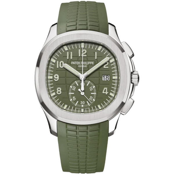 Patek Philippe Aquanaut Chronograph White Gold Khaki Green Dial 5968G-010 - Front look